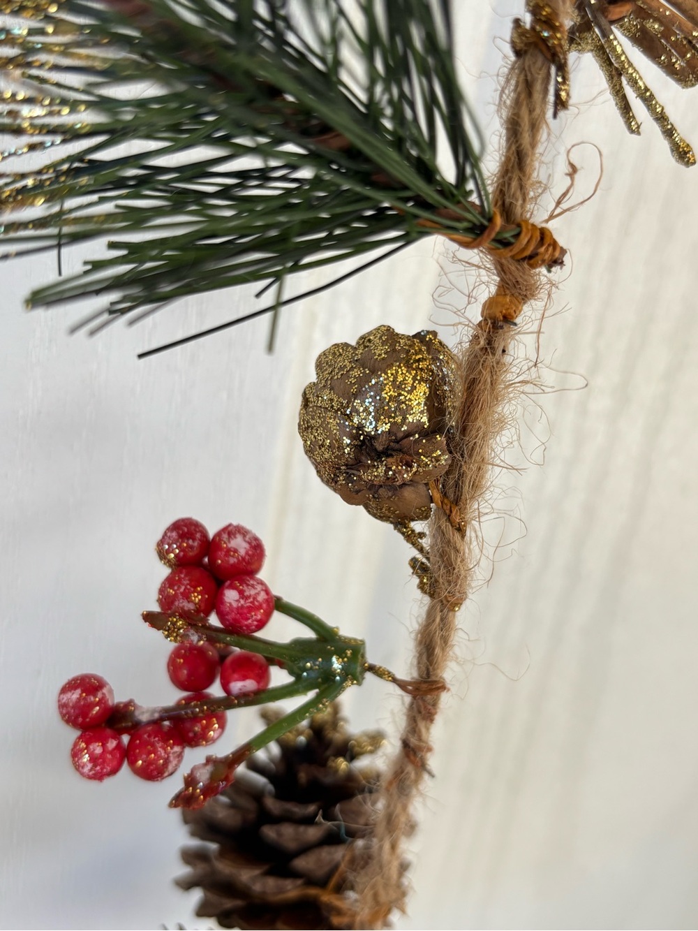 2 Ashland Holiday Pinecone and Berry Garland - Gold and Red